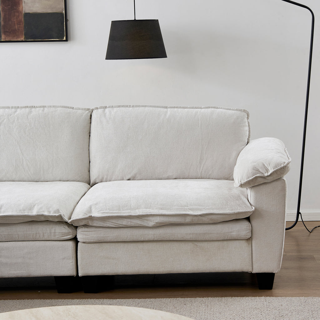 Luxury U Shape Sofa with Two Ottomans