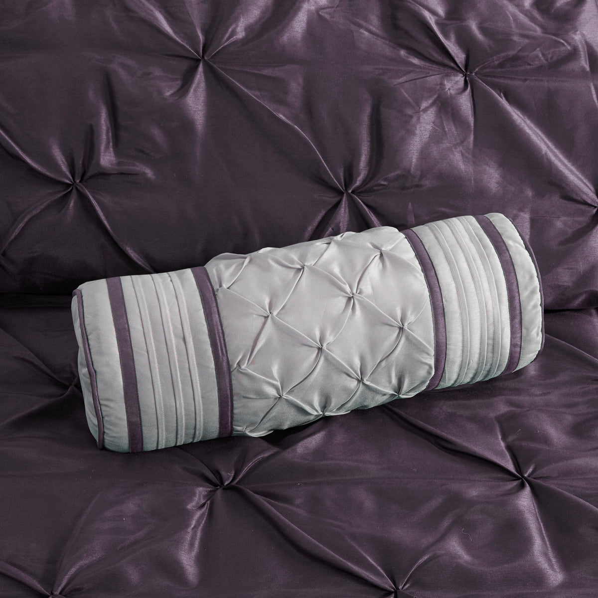 7 Piece Tufted Comforter Set - Plum Cal King