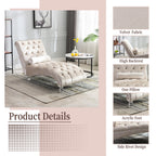 Velvet Chaise Lounge Indoor, Button-Tufted Upholstered Chaise Lounge Chair