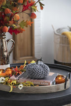 Chenille Weighted Pumpkin - Gray, Set of 3