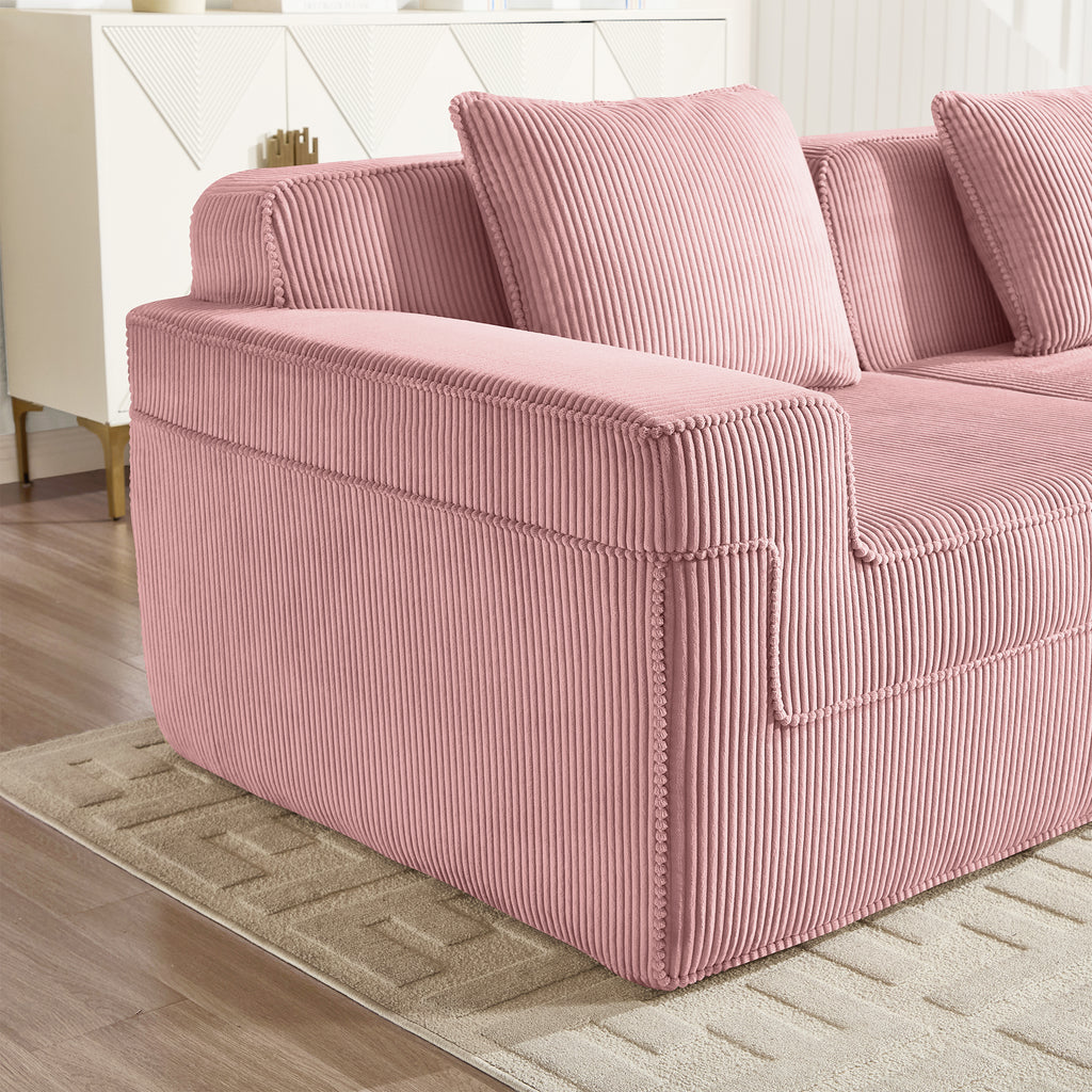 Armless Sofa with Pillow Corduroy - Pink