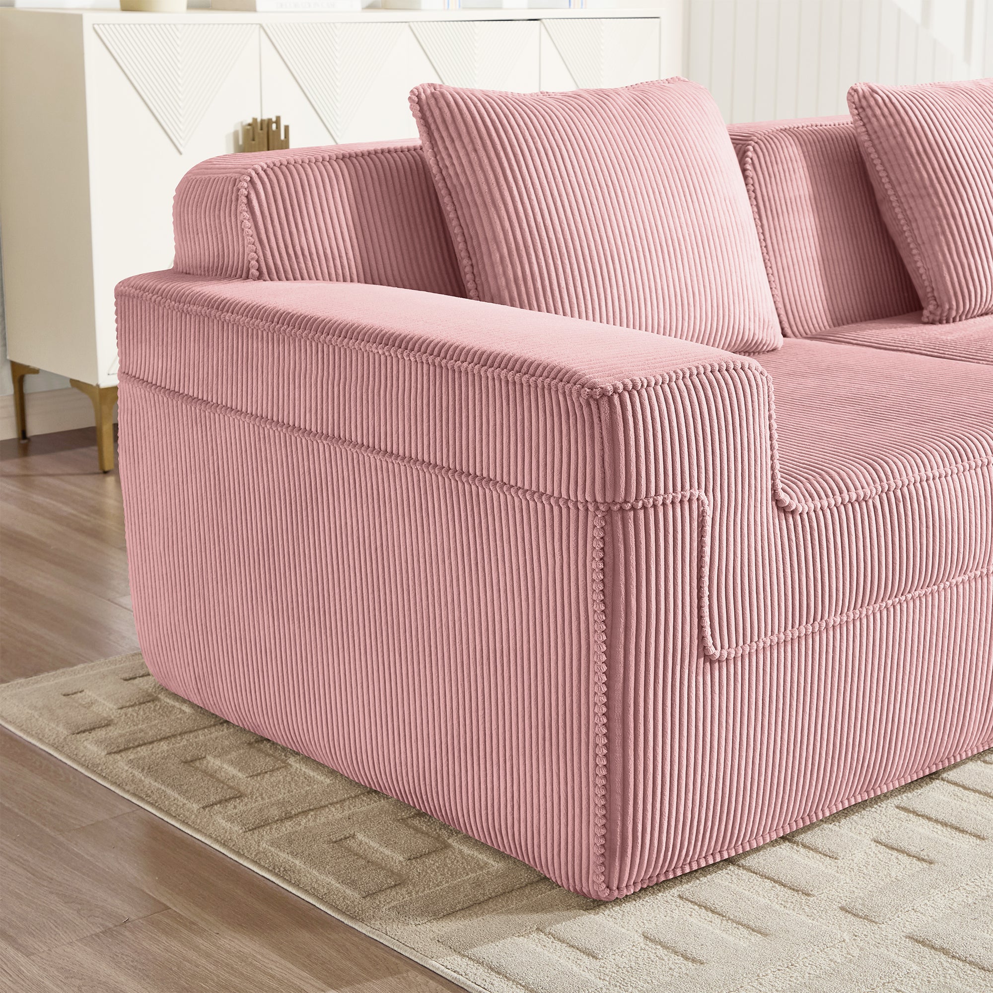 Armless Sofa with Pillow Corduroy - Pink