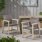 Hampton Wood and Wicker Dining Chair Set of 2