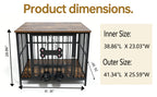 Vintage Wood Grain Dog Cage with 360 Degree Rotating Bowl