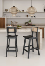 Versailles Cane Back Wood Counter Stool