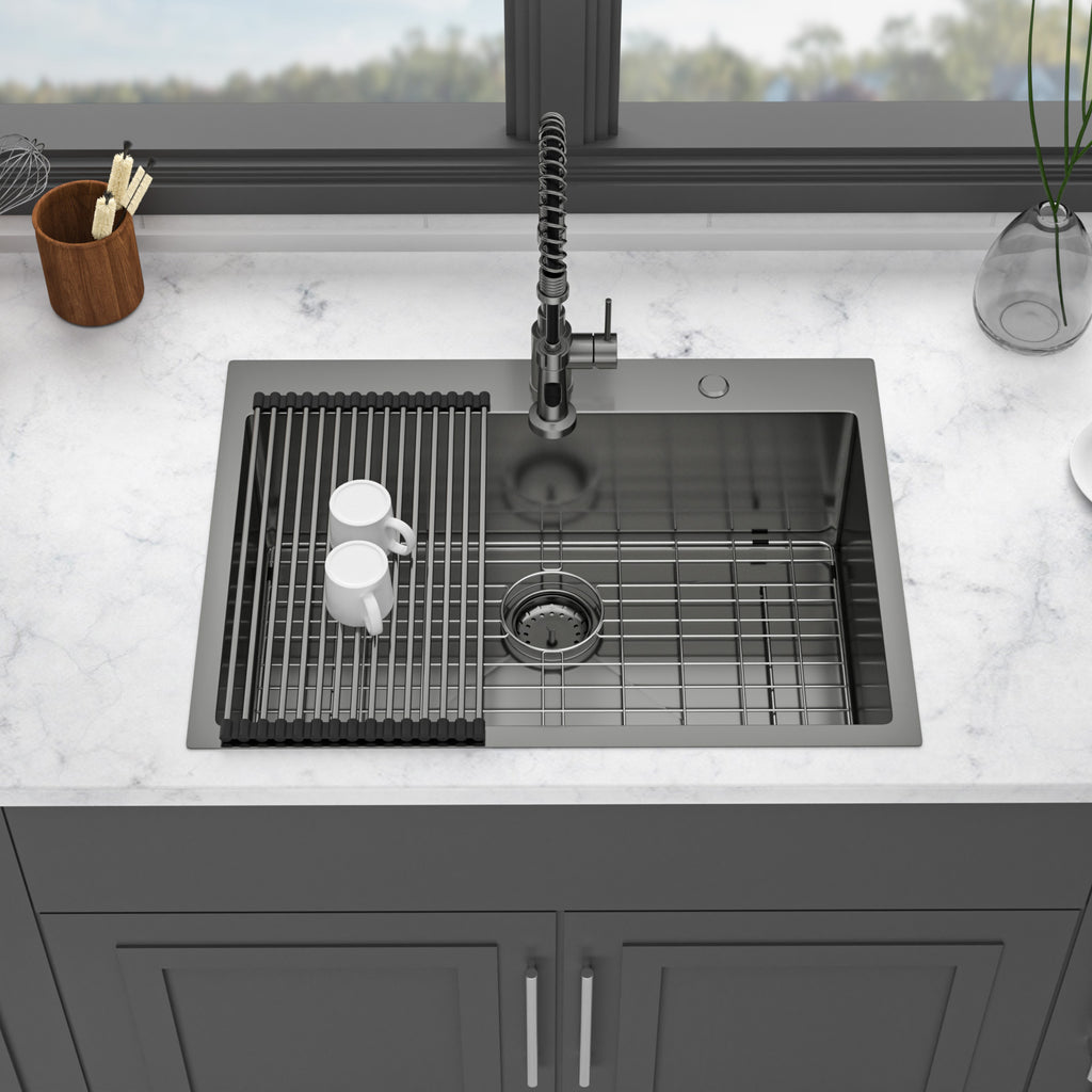 30 x 22 x 10 Inch Kitchen Sink Drop In Gunmetal