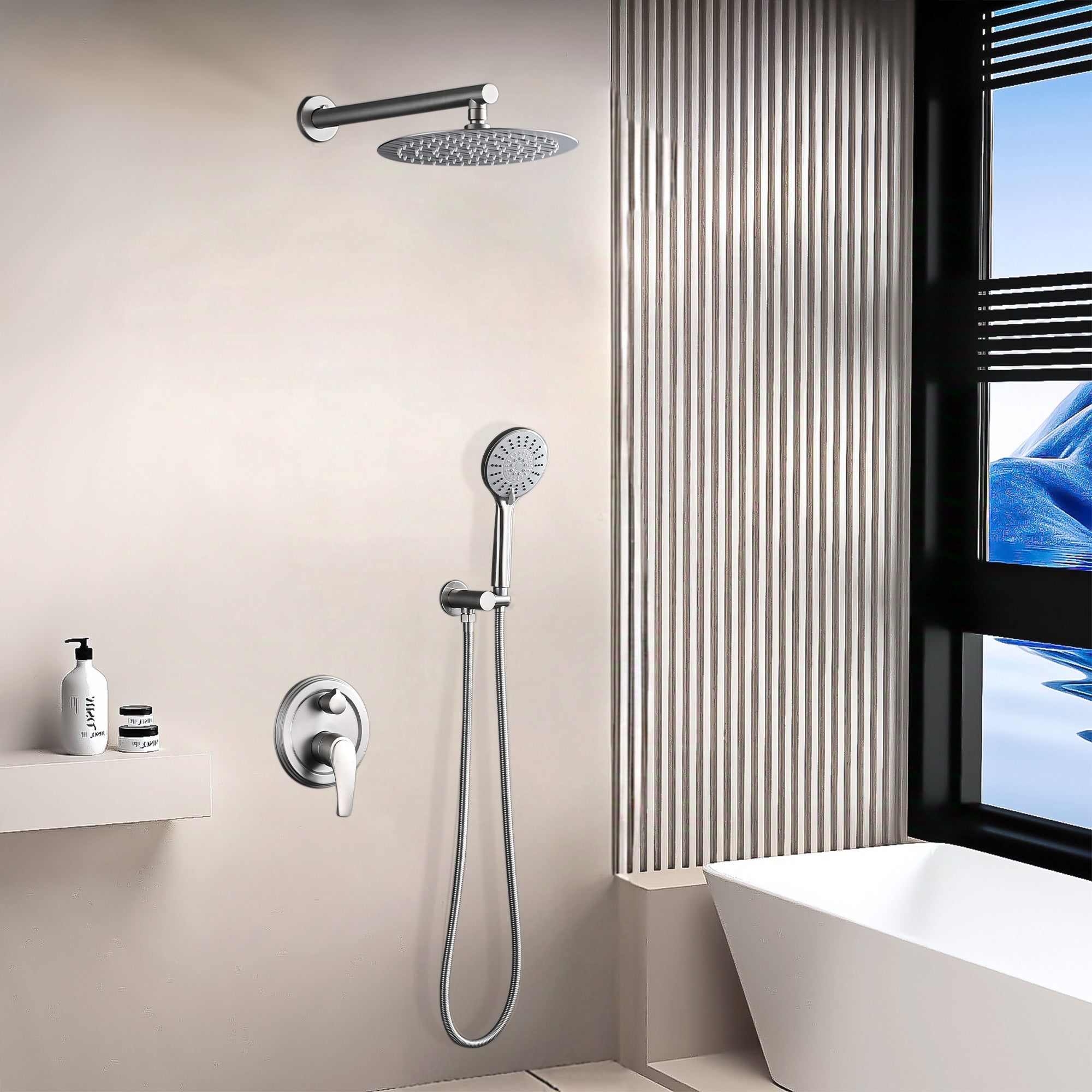 10 Inches Wall Mounted Shower with High Pressure Rain Shower Head