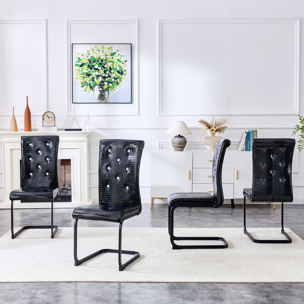 Set of 2 Retro Alligator Skin Upholstered Dining Chairs