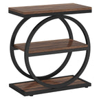 Industrial Narrow End Table with 3 Shelves