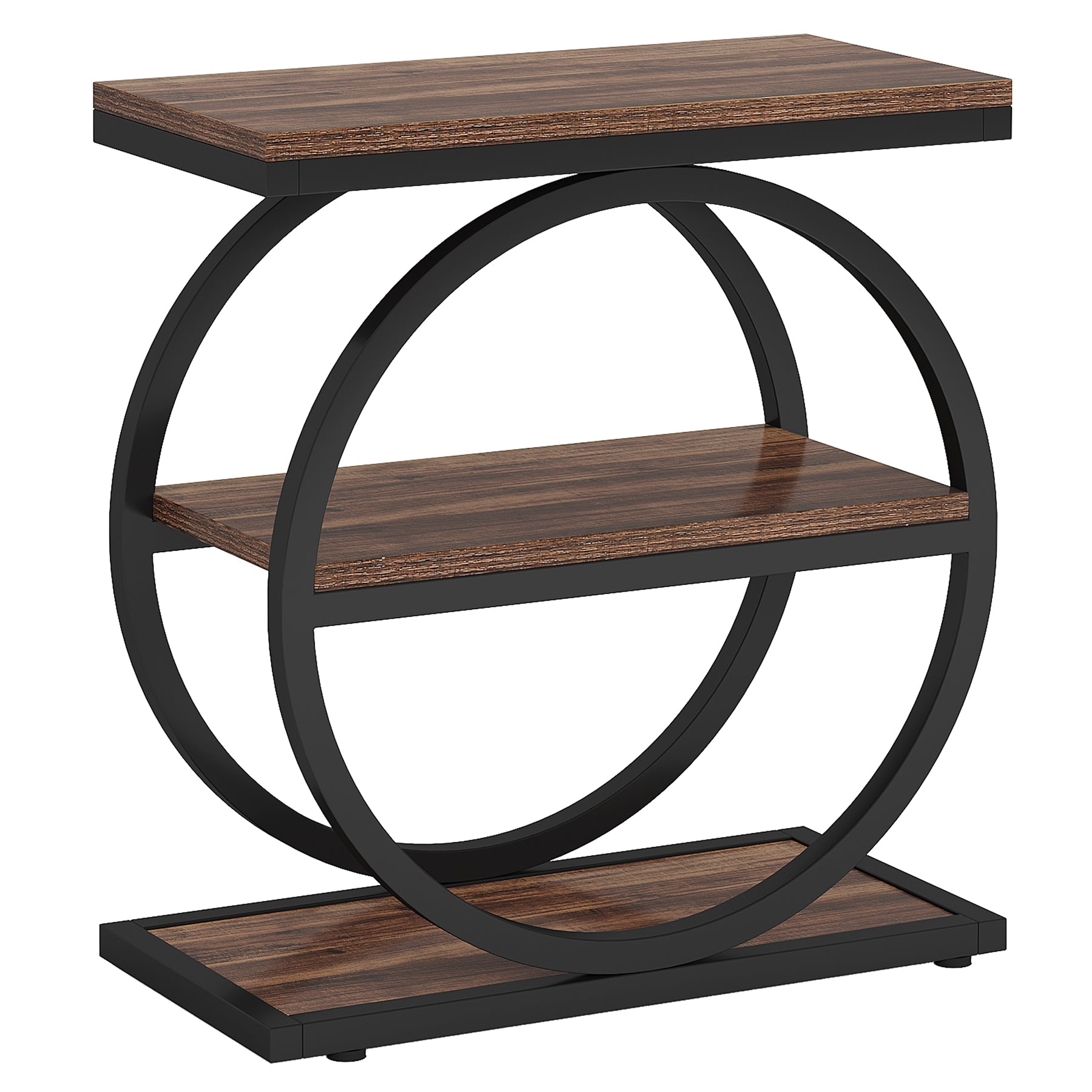 Industrial Narrow End Table with 3 Shelves
