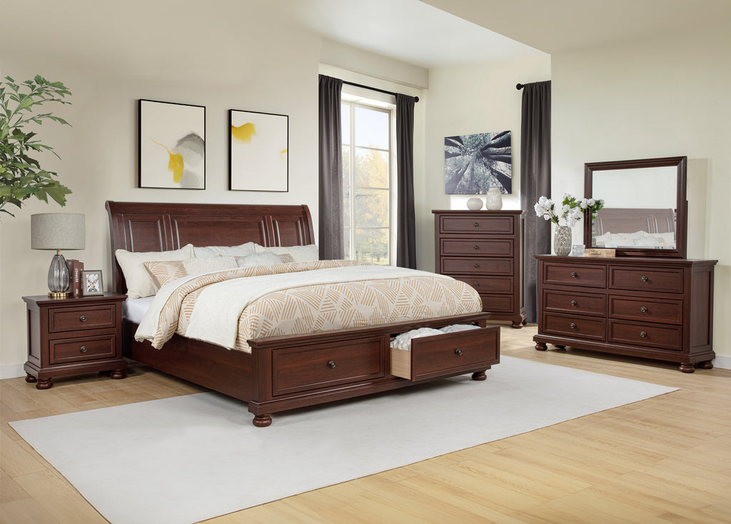 Contemporary 1pc Nightstand - Rich Cherry Finish