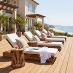 Acacia Wood Chaise Lounge with Movable Cushions