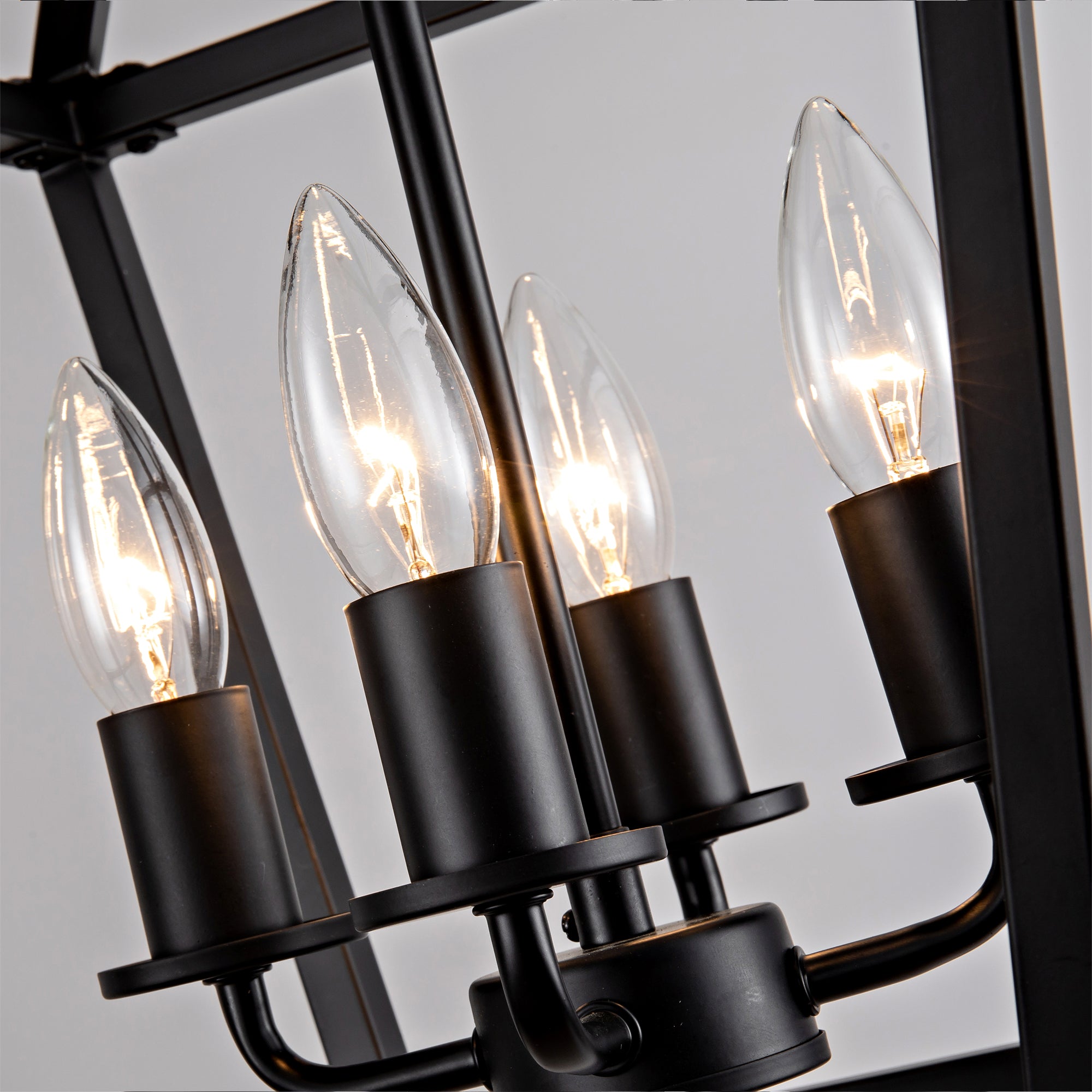 Farmhouse Lantern Chandelier 4-Light, Industrial