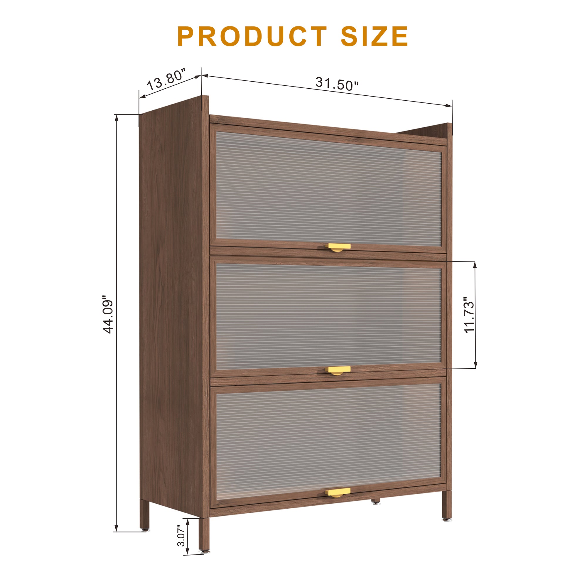 44" Tall Metal 3 Flip Doors Cabinet
