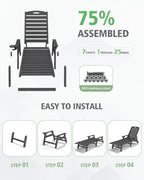 Patio Lounge Chair Outdoor, HDPE Chaise Lounge