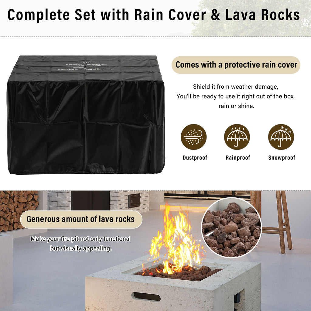 U_Style MGO Outdoor Square Fire Pit Table