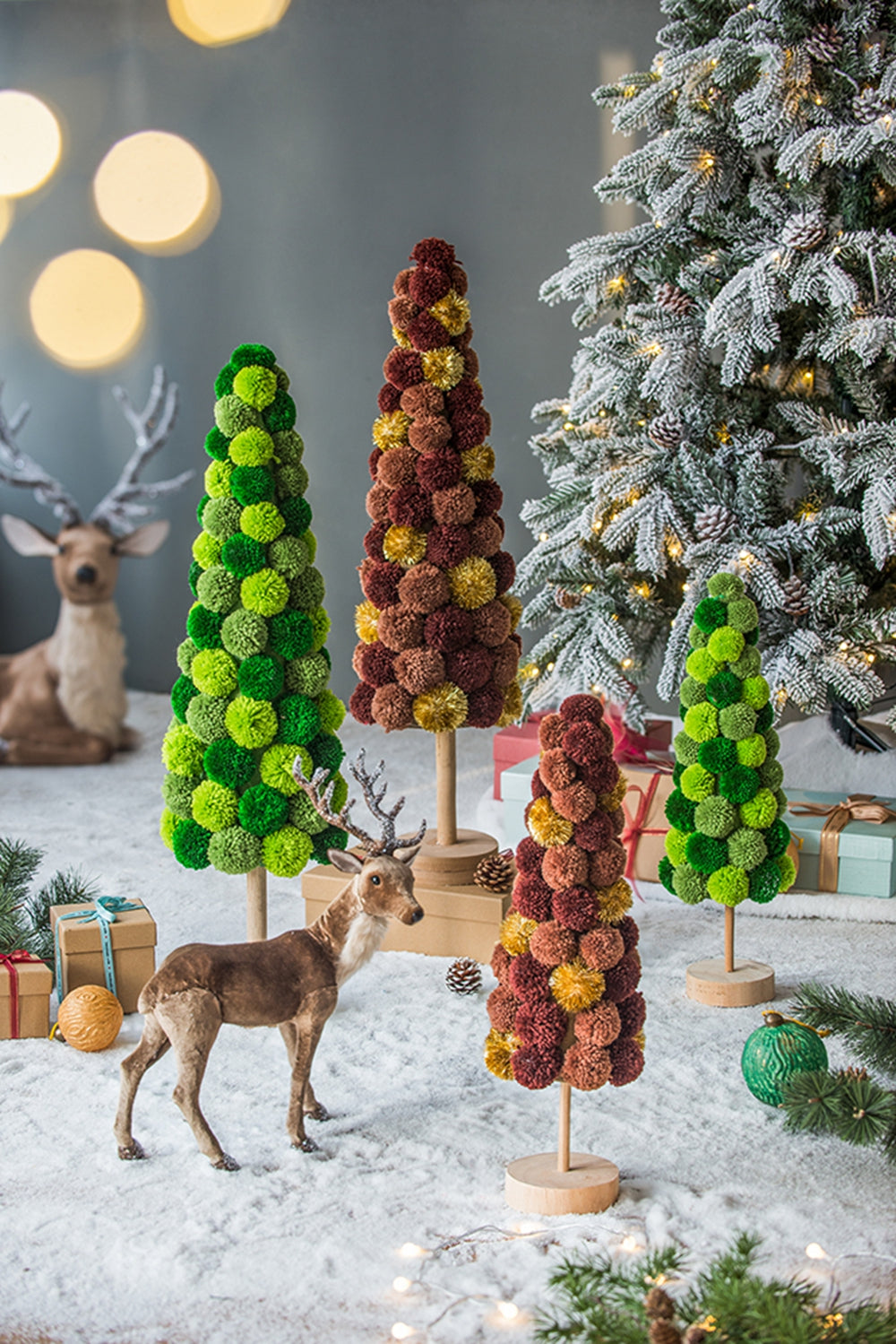8.7x8.7x31.5" Tall Tree Christmas Table Decor, Coffee