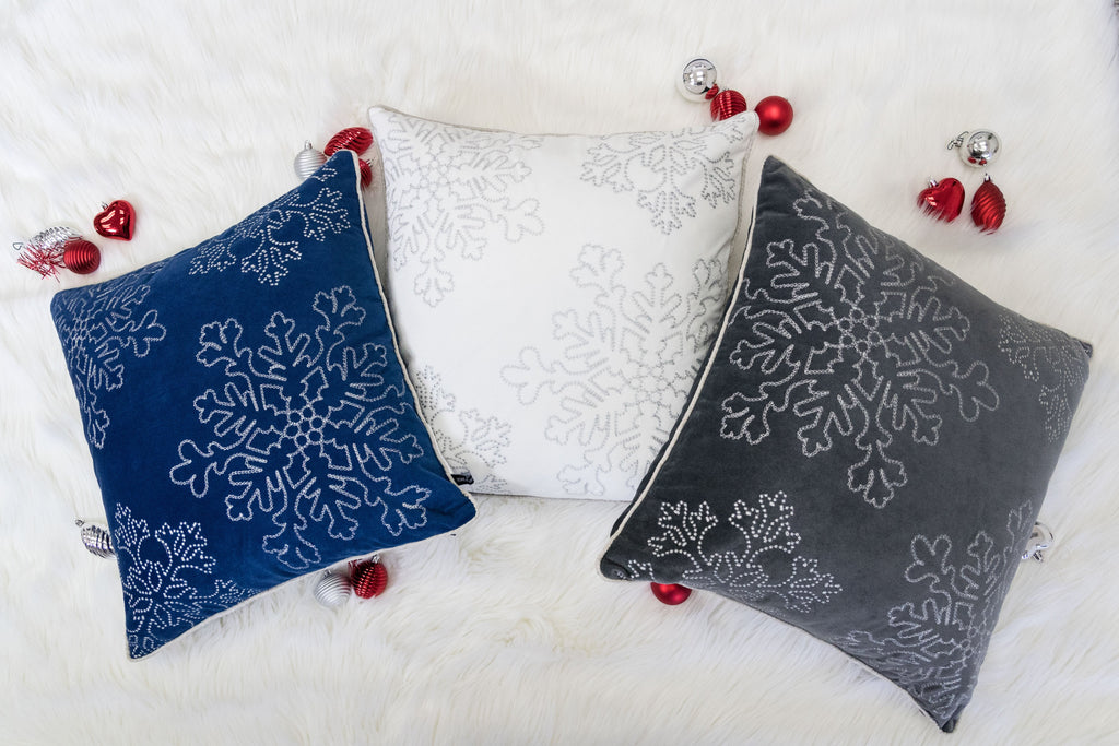 Gray Velvet Holiday Throw Pillow 20x20