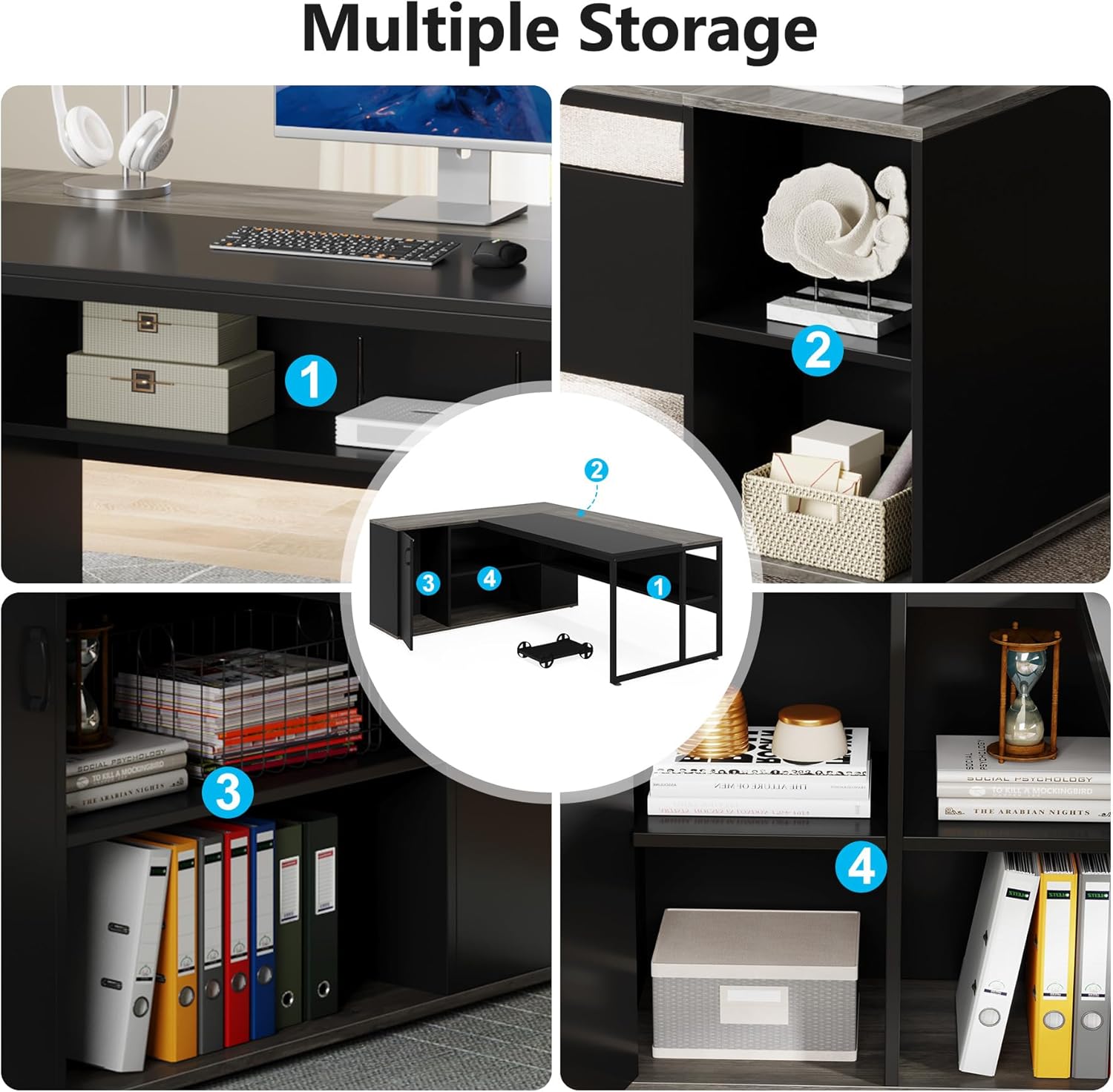 71 Inch Executive Desk with Cabinet Storage