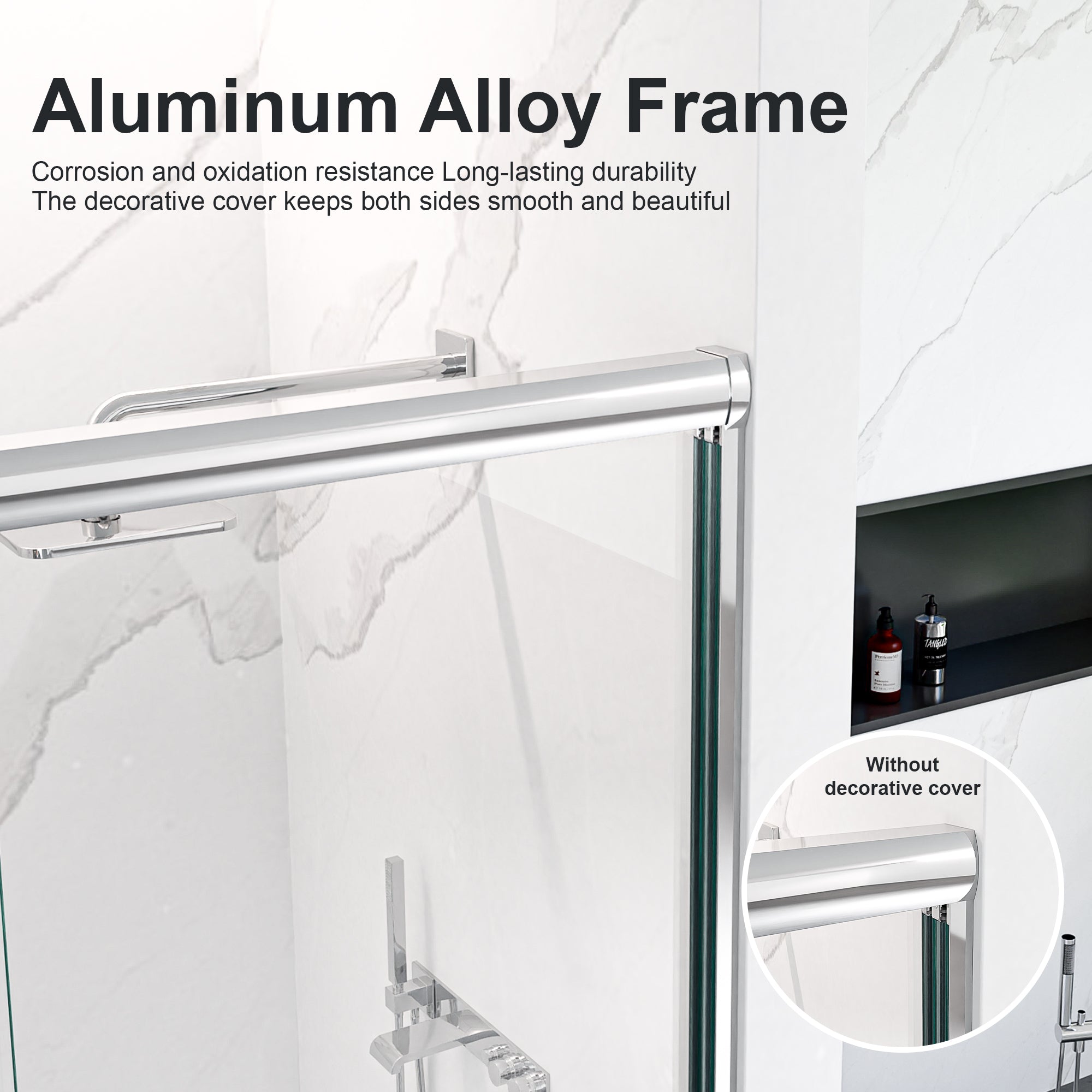 44"-48"W x 72"H Semi-Frameless Double Sliding Shower Door