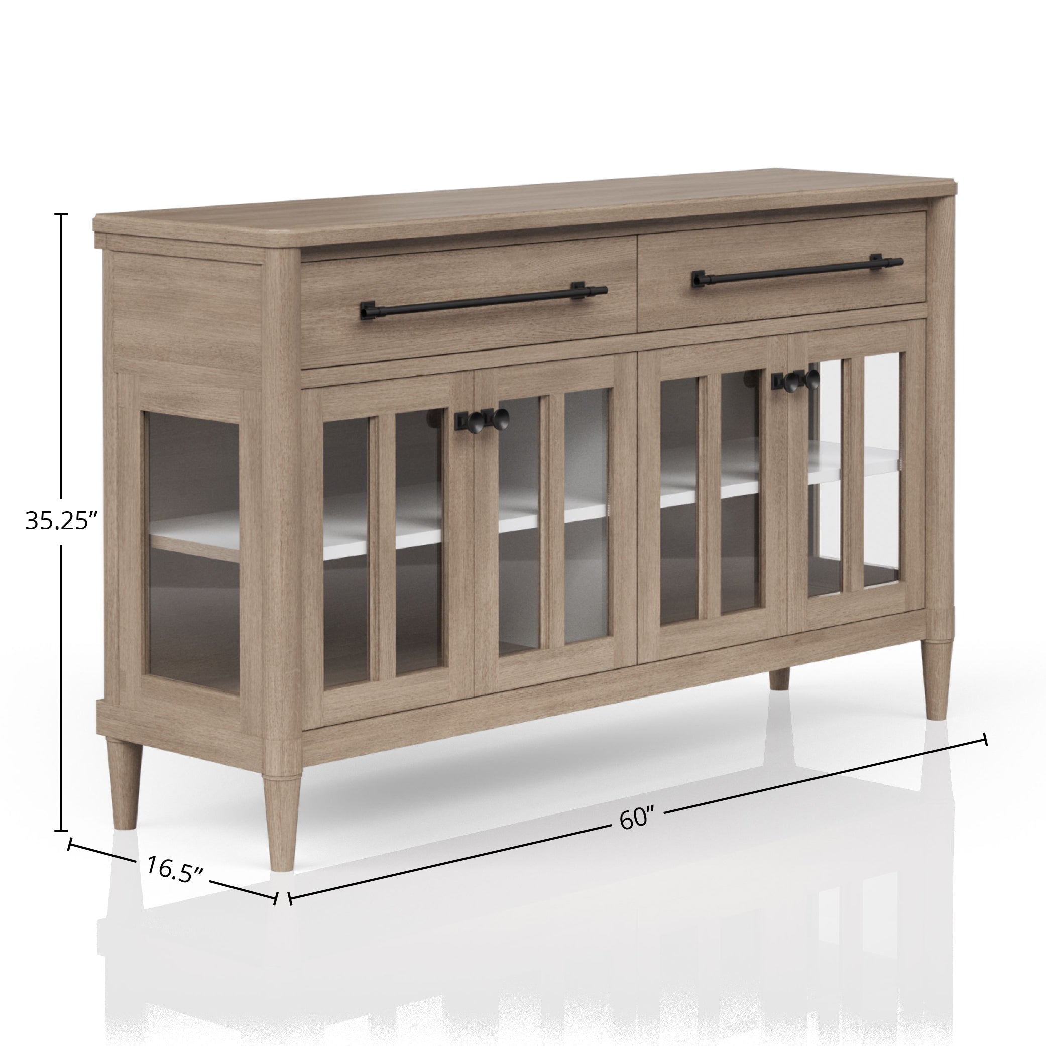 Power Raedy Buffet with Glass Cabinet Doors