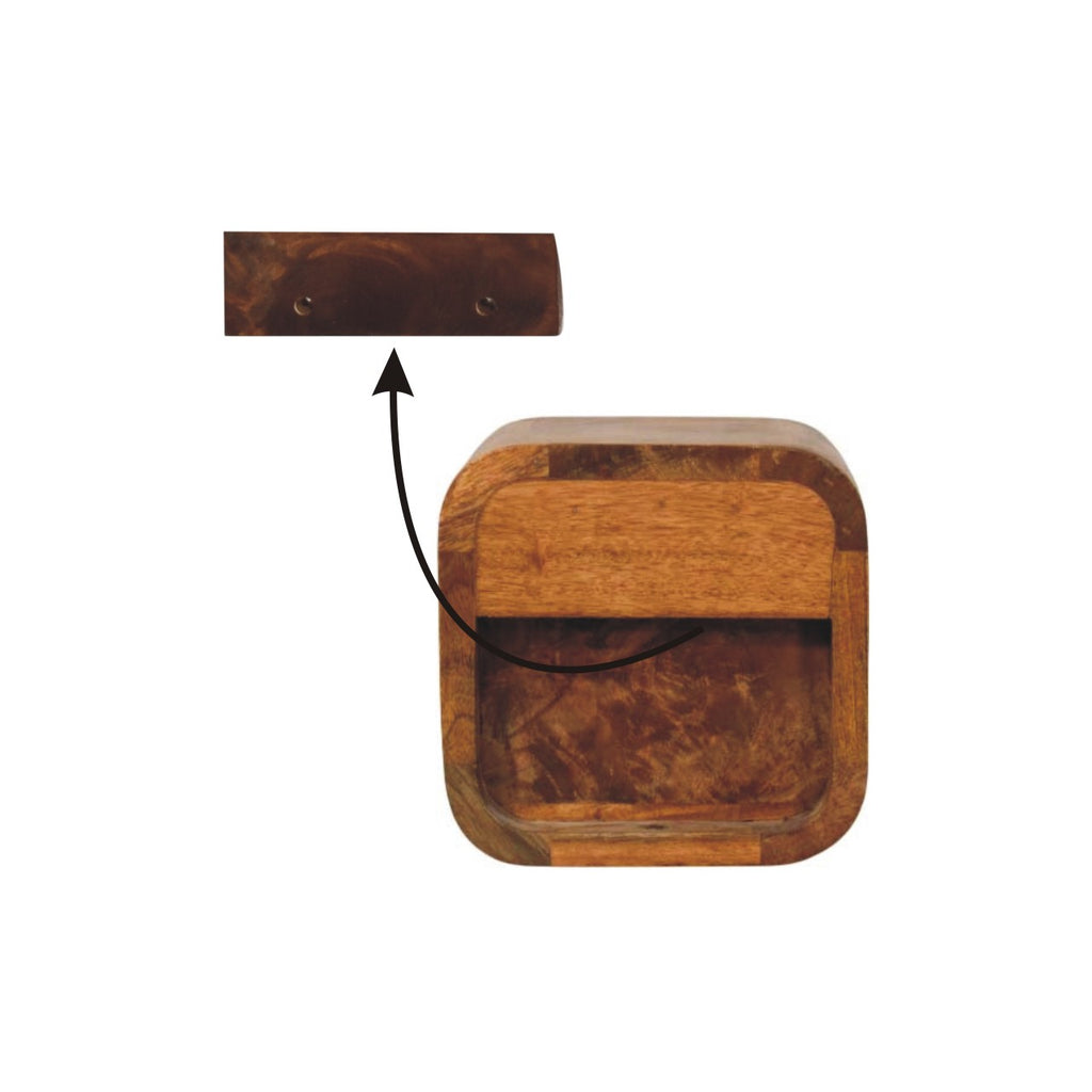 Solid Wood Curved Wall Mounted Bedside