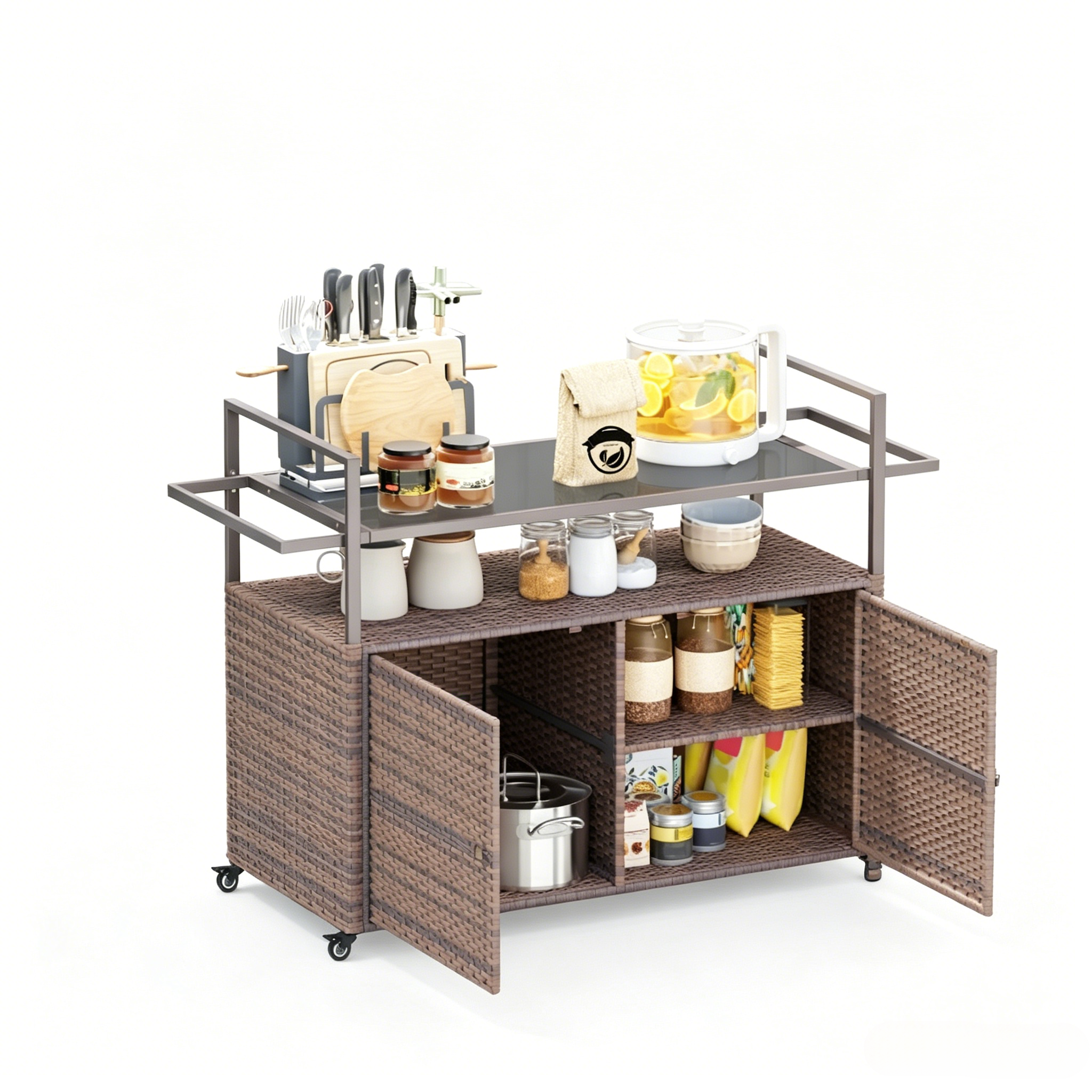 Rattan Storage Cart