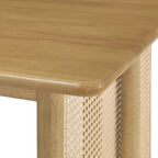 5-Piece Rubber Wood Indoor Dining Set, 70.87" Table with Rattan & 4 Chairs