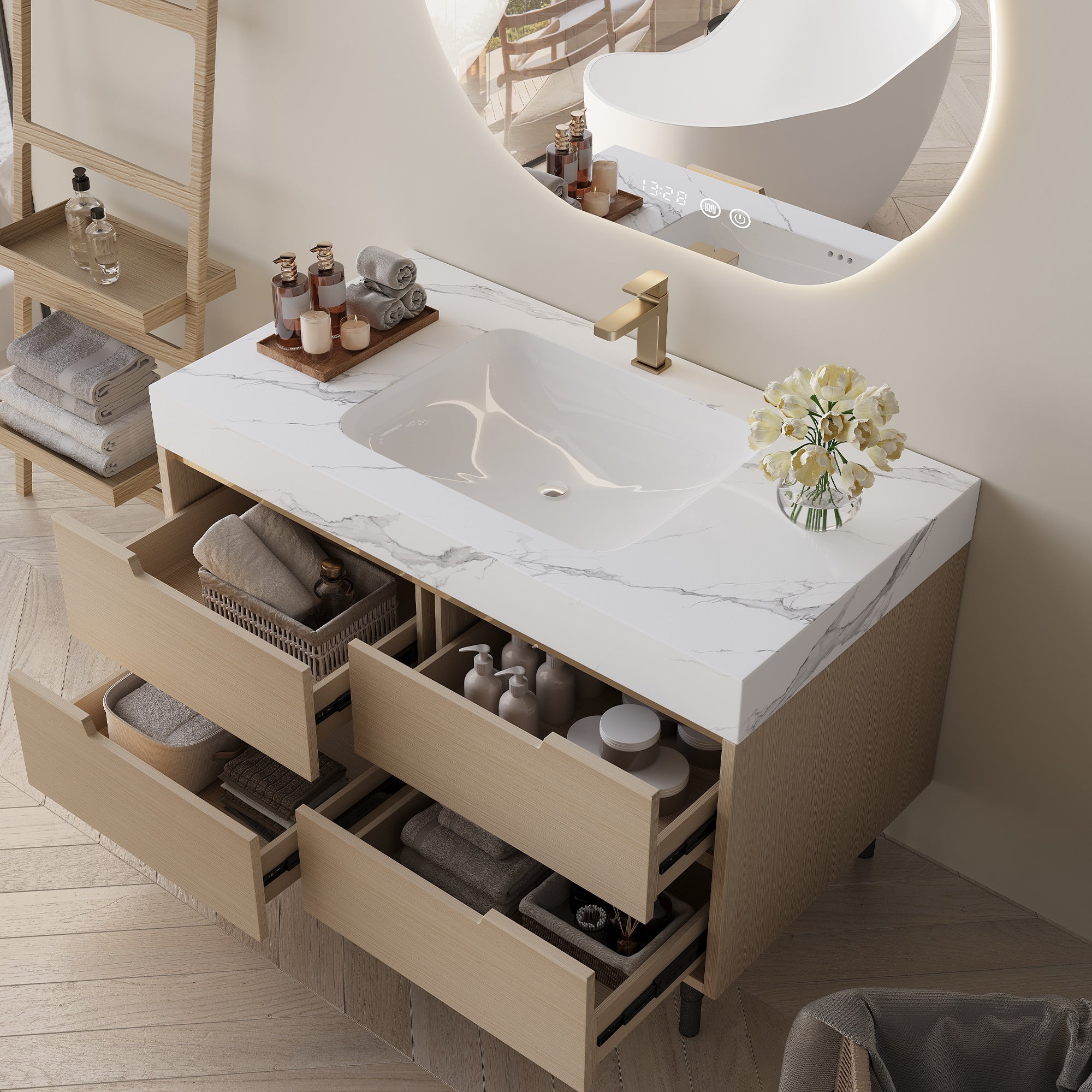 35.4" Modern Bathroom Vanity with Undermount Sink