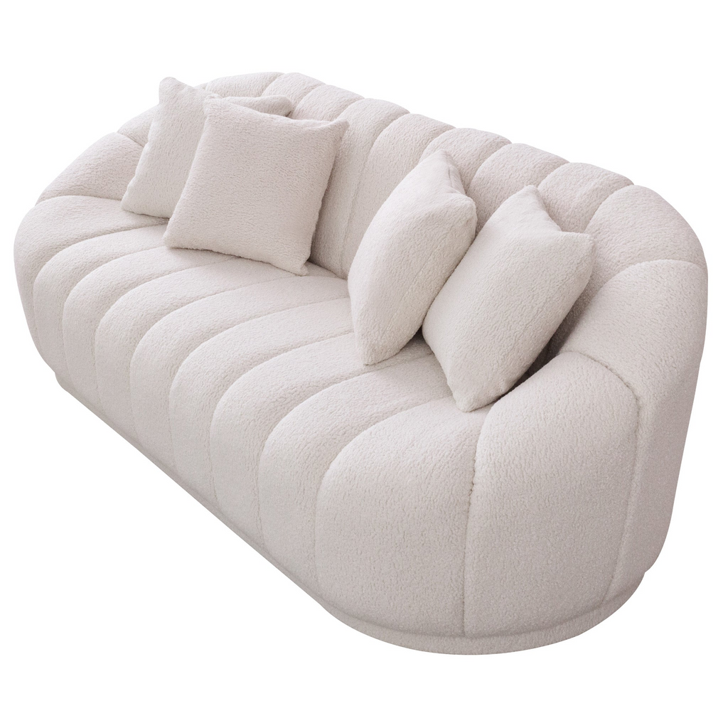 Maximilian Modern Japandi Style Tight Back Boucle Couch