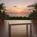43" x 24" All-Weather Metal Outdoor Coffee Table with Wood-Look Top