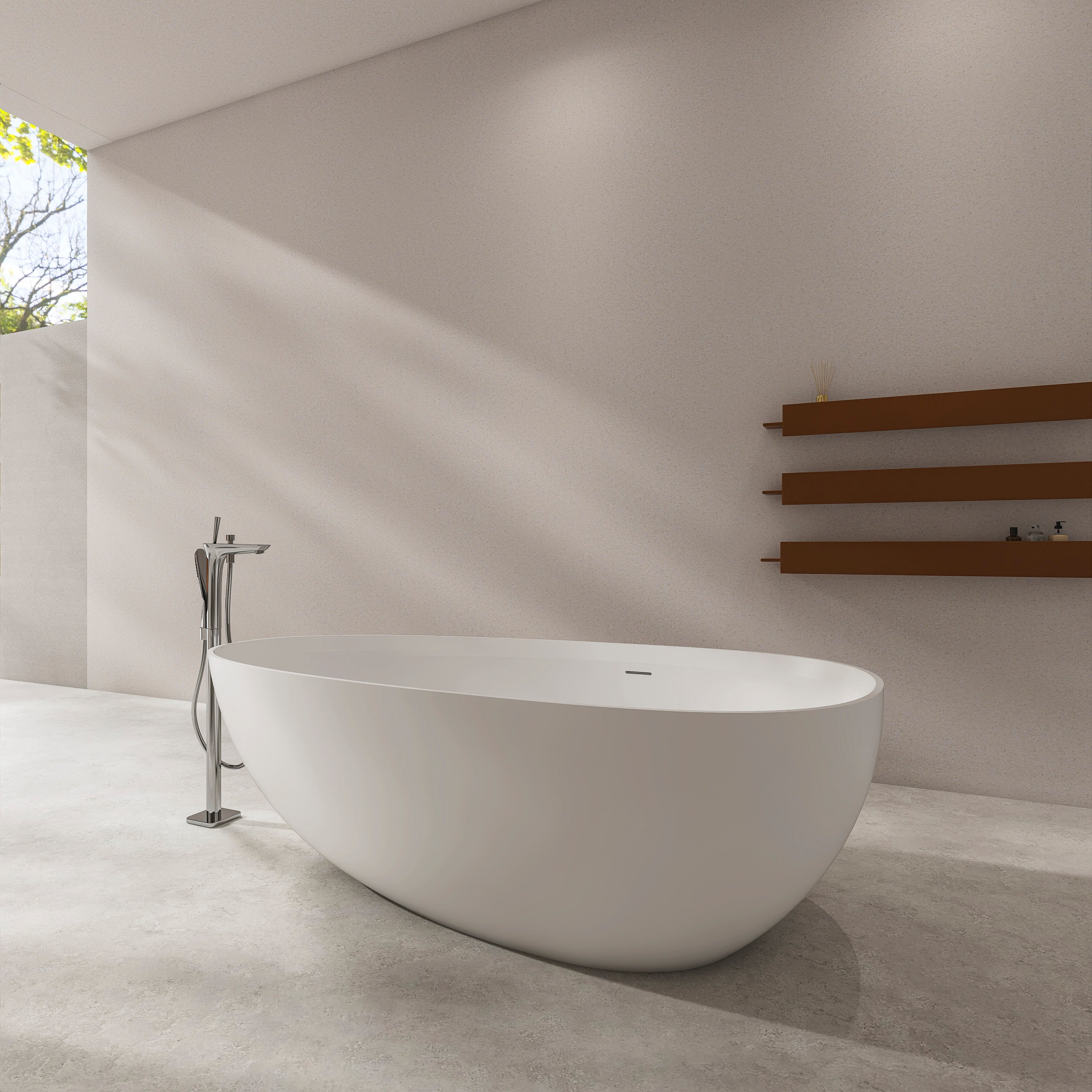 71 Inch Artificial Stone Solid Surface Freestanding Bathroom Bathtub