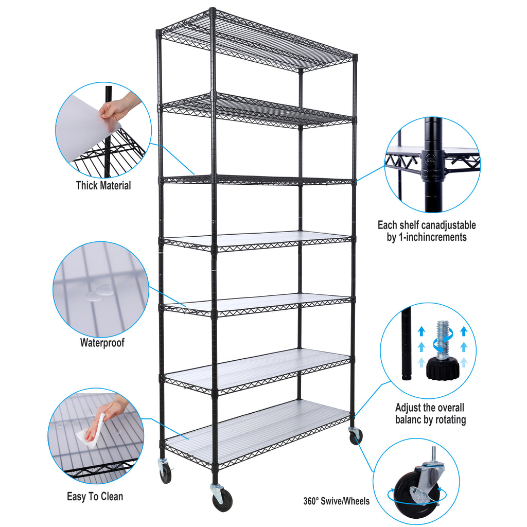 7 Tier Metal Shelf Wire Shelving Unit