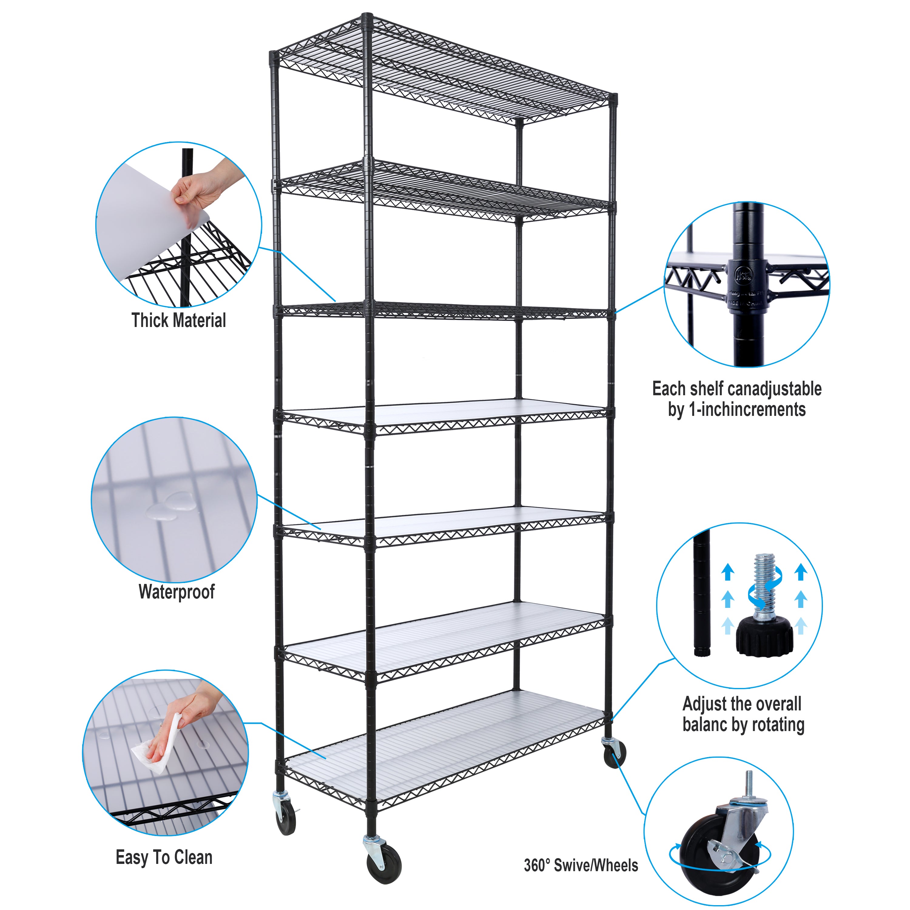 7 Tier Metal Shelf Wire Shelving Unit
