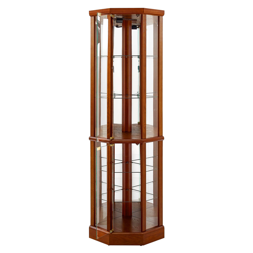 6 Shelf Lighted Corner Curio Cabinet