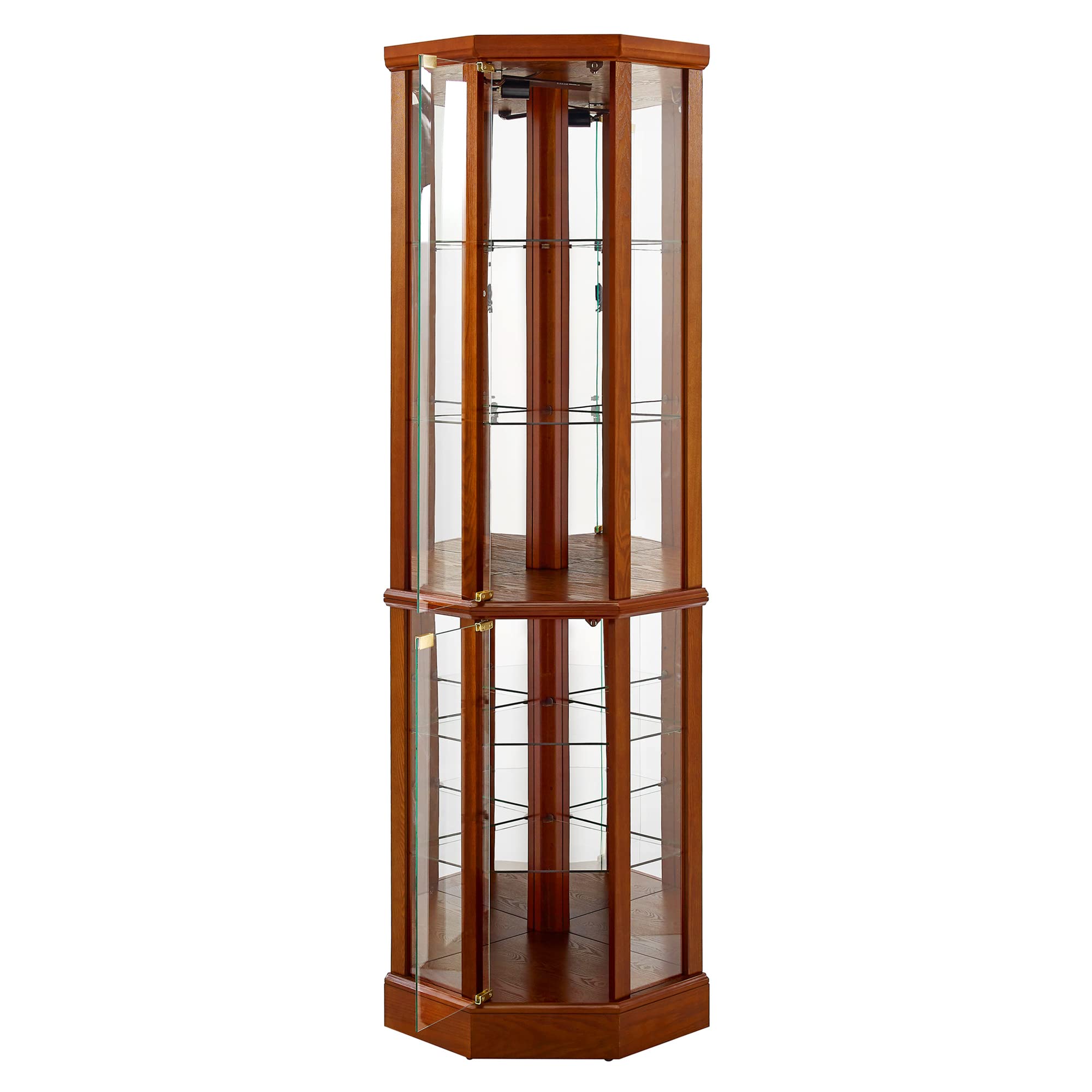 6 Shelf Lighted Corner Curio Cabinet