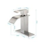 Waterfall Spout Bathroom Faucet - Single Handle Bathroom Vanity Sink Faucet
