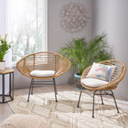 Engle Outdoor Woven Patio Chair with Cushions (Set of 2)