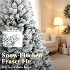7.5 ft Pre-Lit Flocked Fraser Fir Artificial Christmas Tree