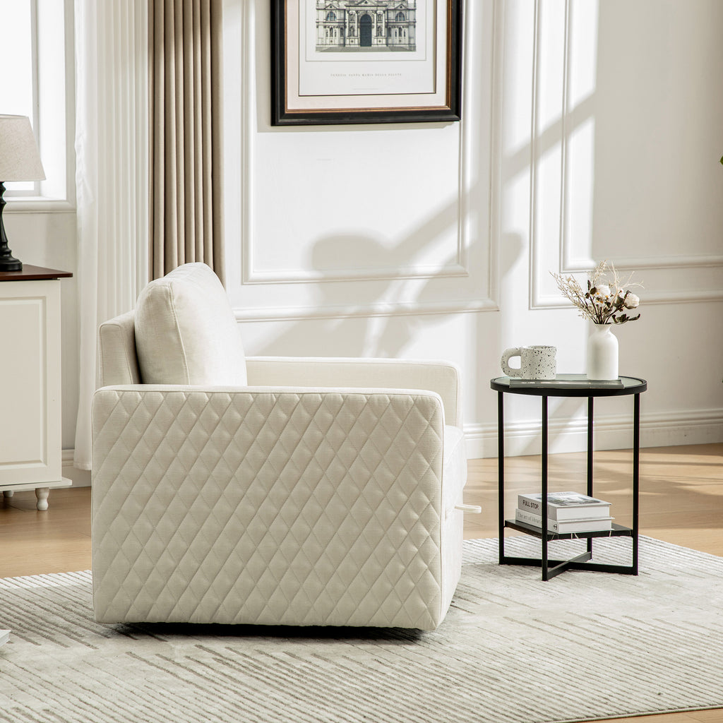 29.5"W Upholstered 360° Swivel Armchair with Hidden Storage