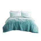 King/Cal King Ombre Shaggy Long Fur Comforter Mini Set