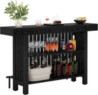 63" Modern Black Home Bar Unit