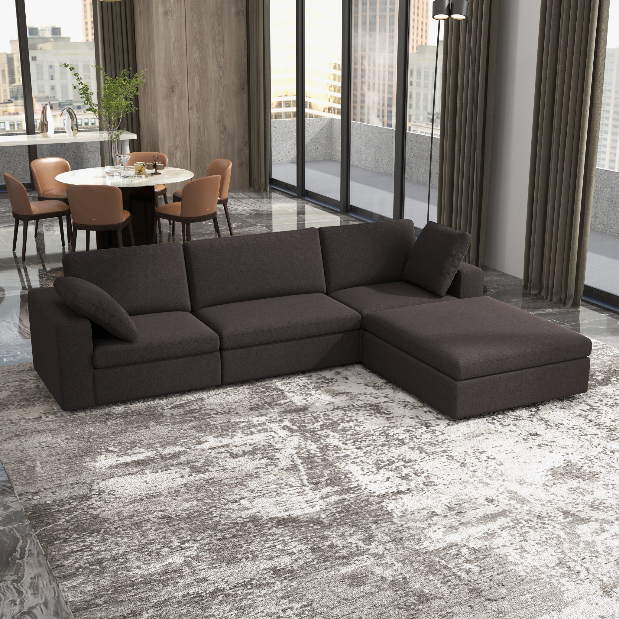 Cecilia Modular Corner Sectional Modern Fabric Sofa