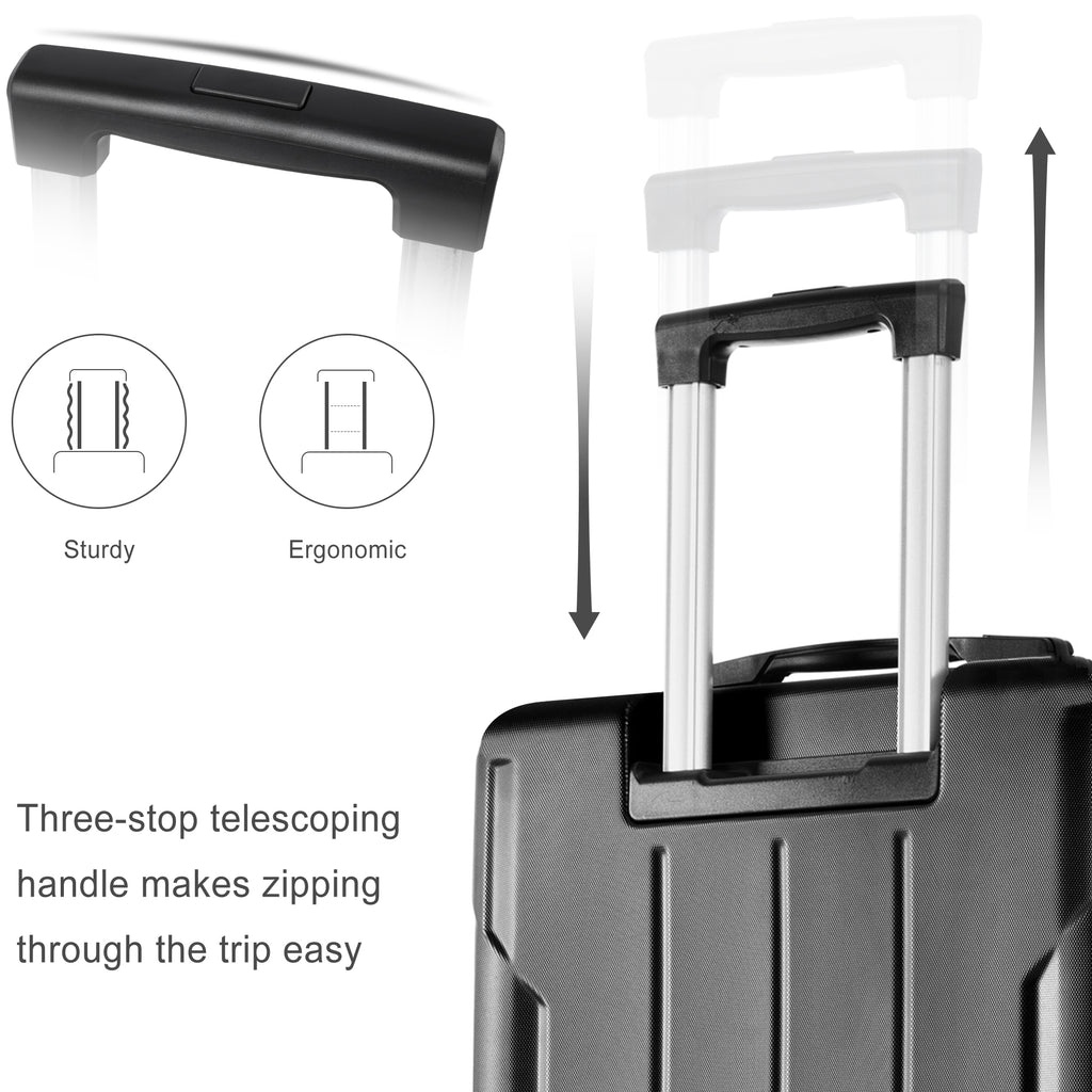 3-Piece Expandable Hard Shell Luggage Set with TSA Lock, Black