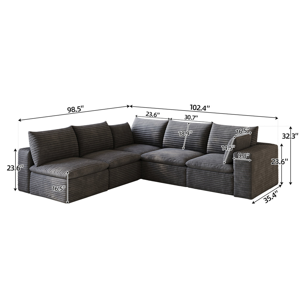 Cloud Sofa - Corduroy Fabric Deep Seat Couch
