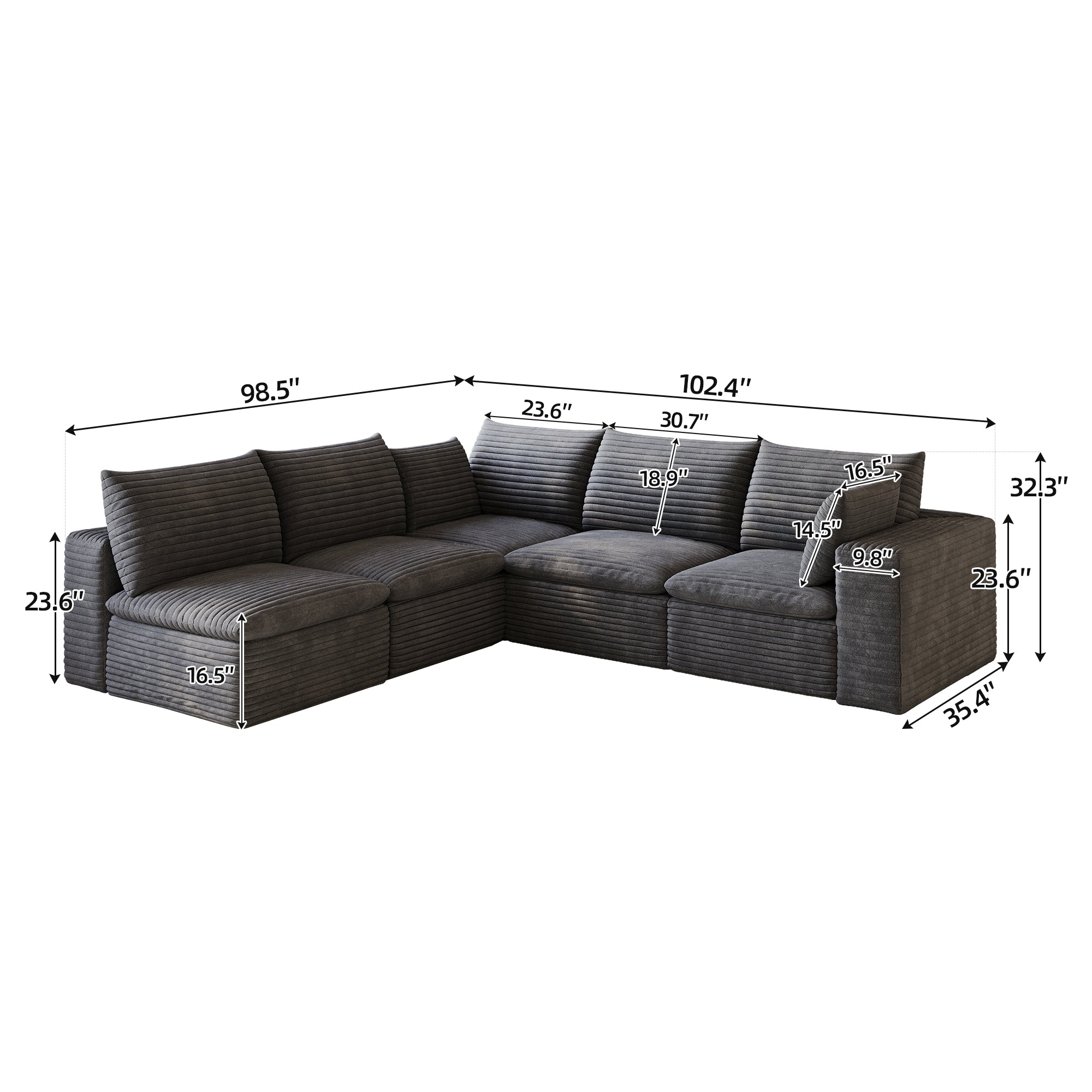 Cloud Sofa - Corduroy Fabric Deep Seat Couch