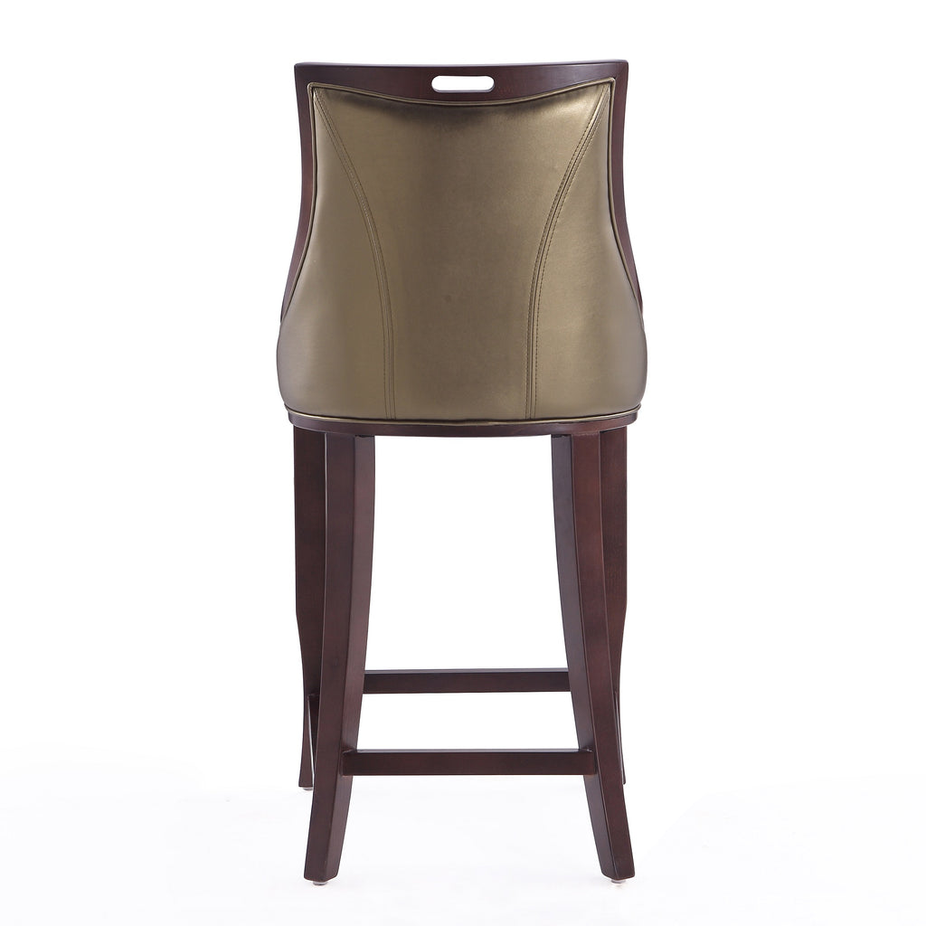 Emperor Wood Upholstered Barstool in Bronze