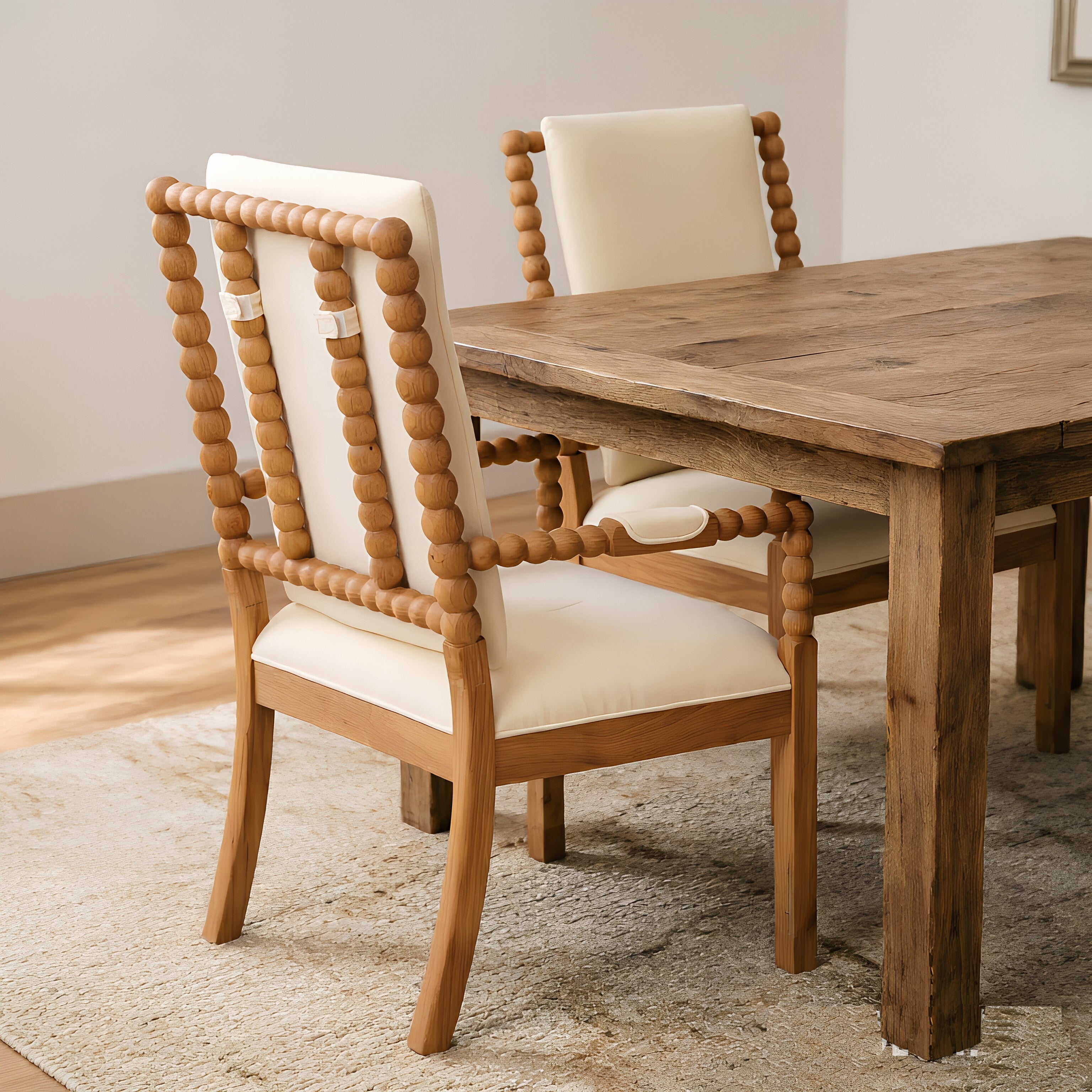 Set of 2 Rubber Wood Dining Chairs