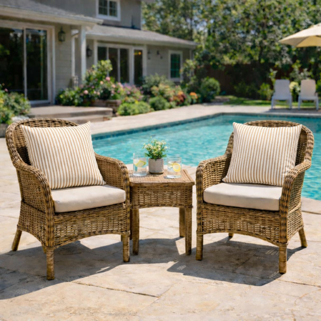 4 Pack Outdoor Pillow Covers - Beige Cabana Striped
