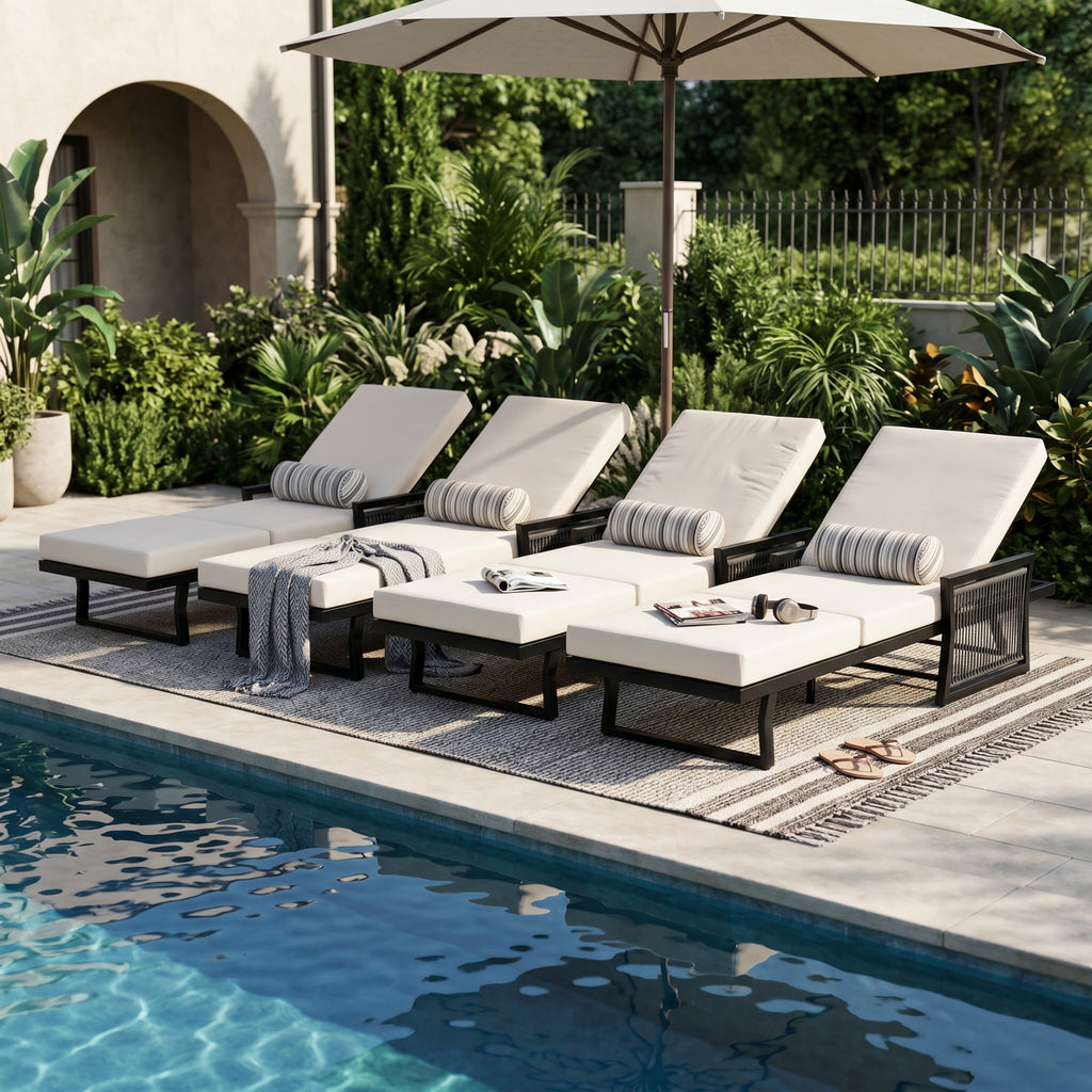 Black Mix Modern Chaise Lounge Set